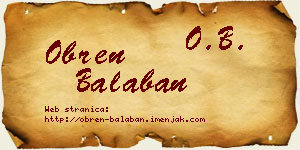 Obren Balaban vizit kartica